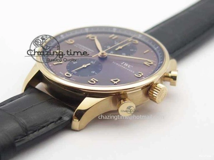 MIROTIME 0325 Classic Portuguese IW371482 ZF 1:1 Best Edition RG Gray Dial Gold Markers On Black Leather Strap A 7265